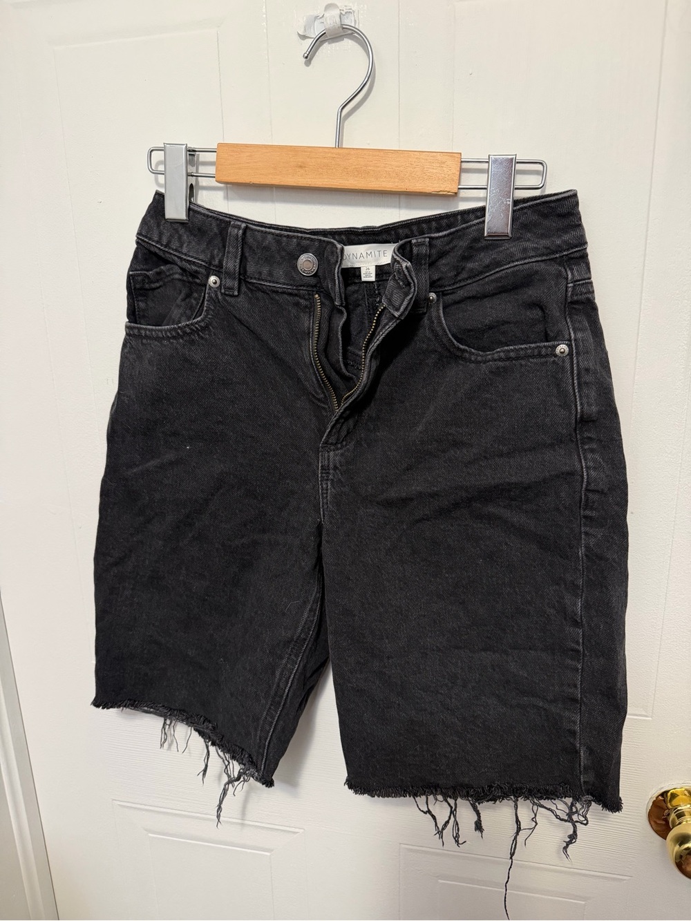 Dynamite Black Washed Denim Cutoff Shorts